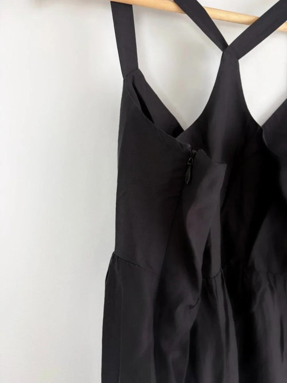 GAP Cross Back Babydoll Silk Cotton Cocktail Dress Black Midi Women's - 6 - Picture 3 of 8